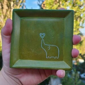 Rare Elephant Trinket Plate Handmade Artisan Globe In Rare Unique Jewelry